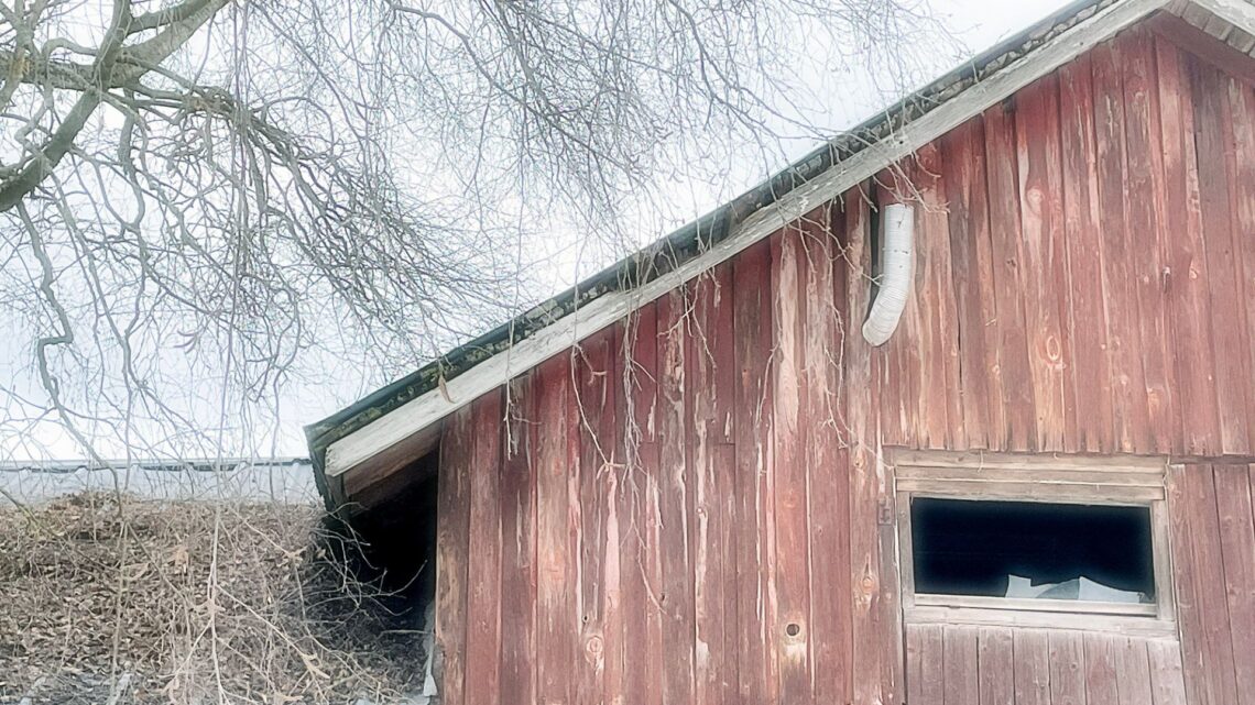 Old wooden abandon house wih a broken window.